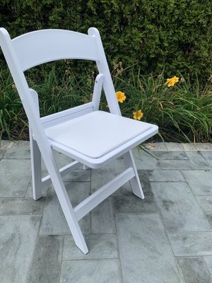 White Resin Chair Padded Classic Tent And Party Rental   White Resin Folding Chair2 